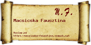 Macsicska Fausztina névjegykártya